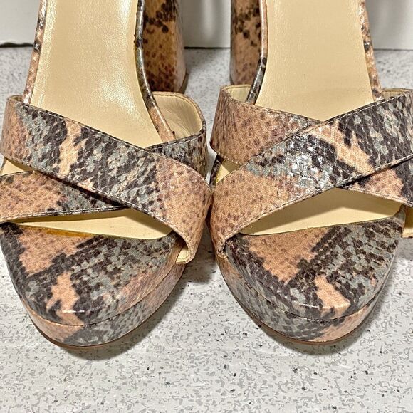 Nine West Funkyo Shoes US 8.5M Faux Lizard Platform High Heel Strappy Sandals - Picture 3 of 12